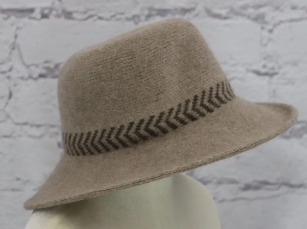 Stylish wool cloche hat with tucked tie rope