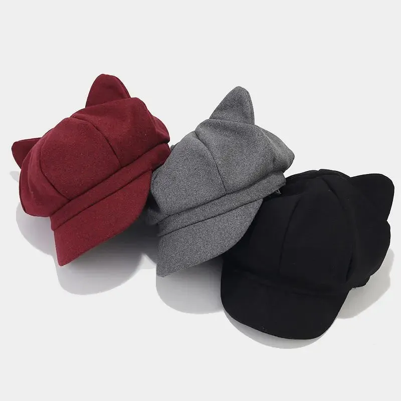 TEEK - Beret Cat Ear Octagonal Hat