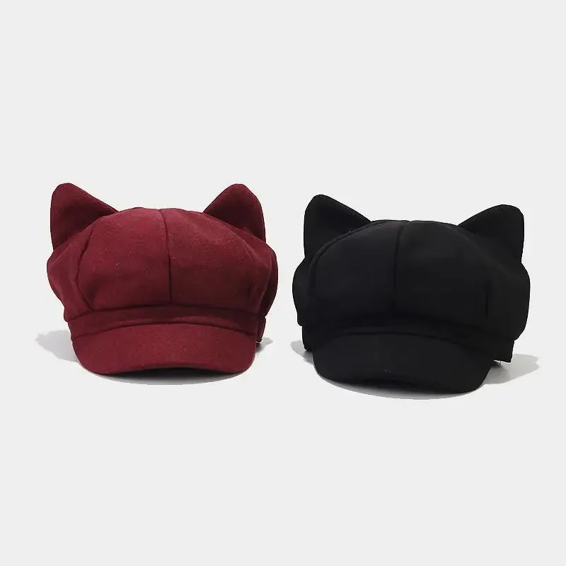 TEEK - Beret Cat Ear Octagonal Hat