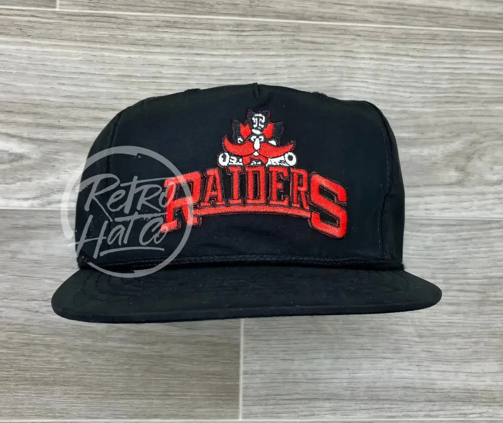 Texas Tech Red Raiders on Black Poly Retro Rope Hat