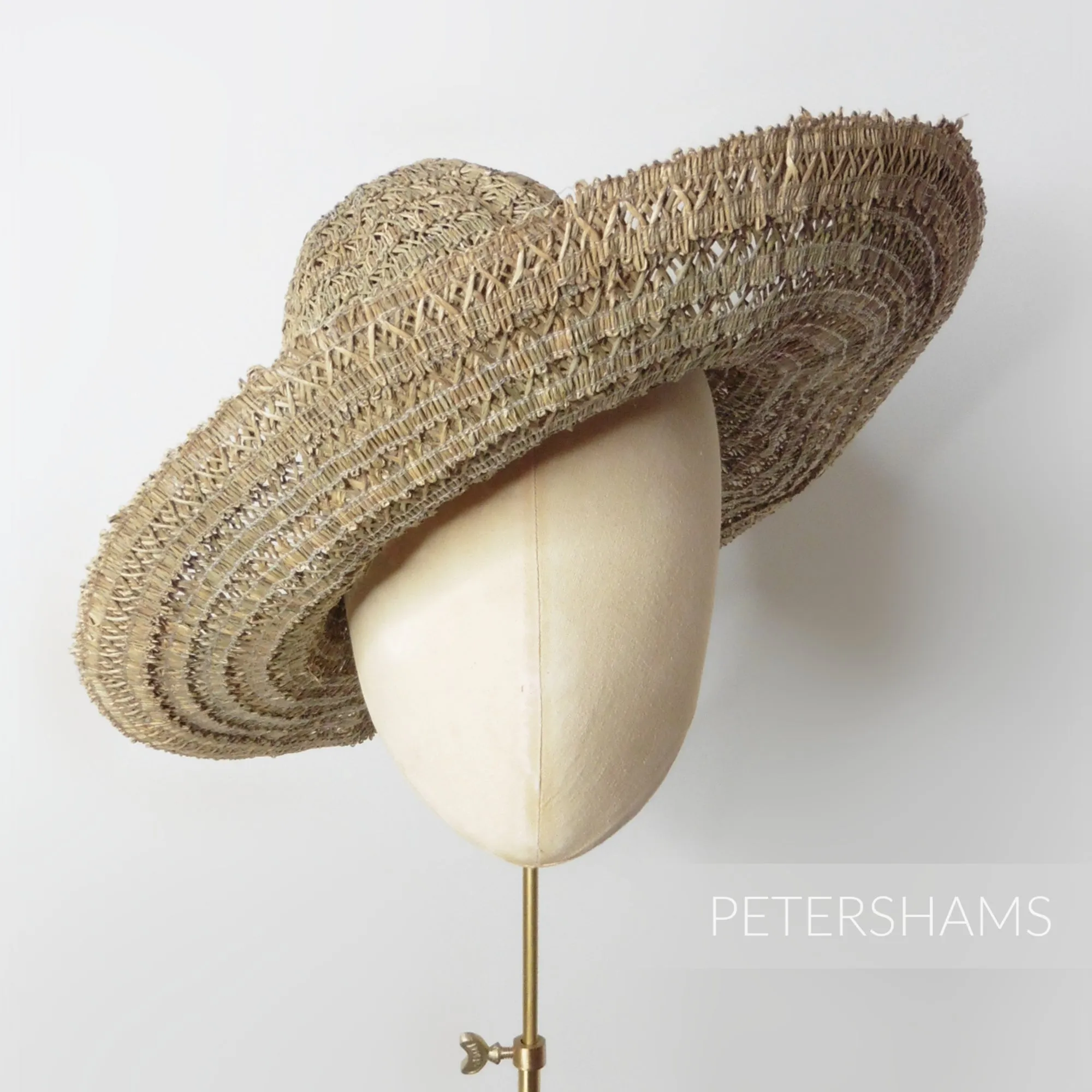 Vintage 1960's Intricate Seagrass Straw Braid Capeline Hat Body - 11"