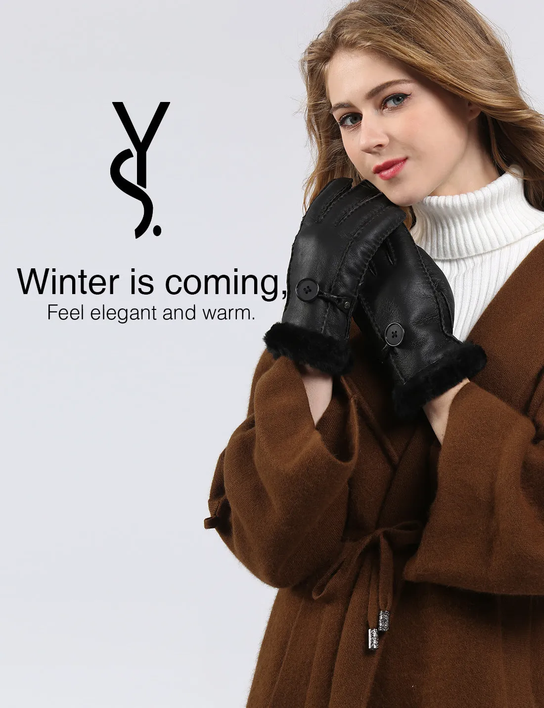 YISEVEN Women's Lambskin Shearling Leather Gloves